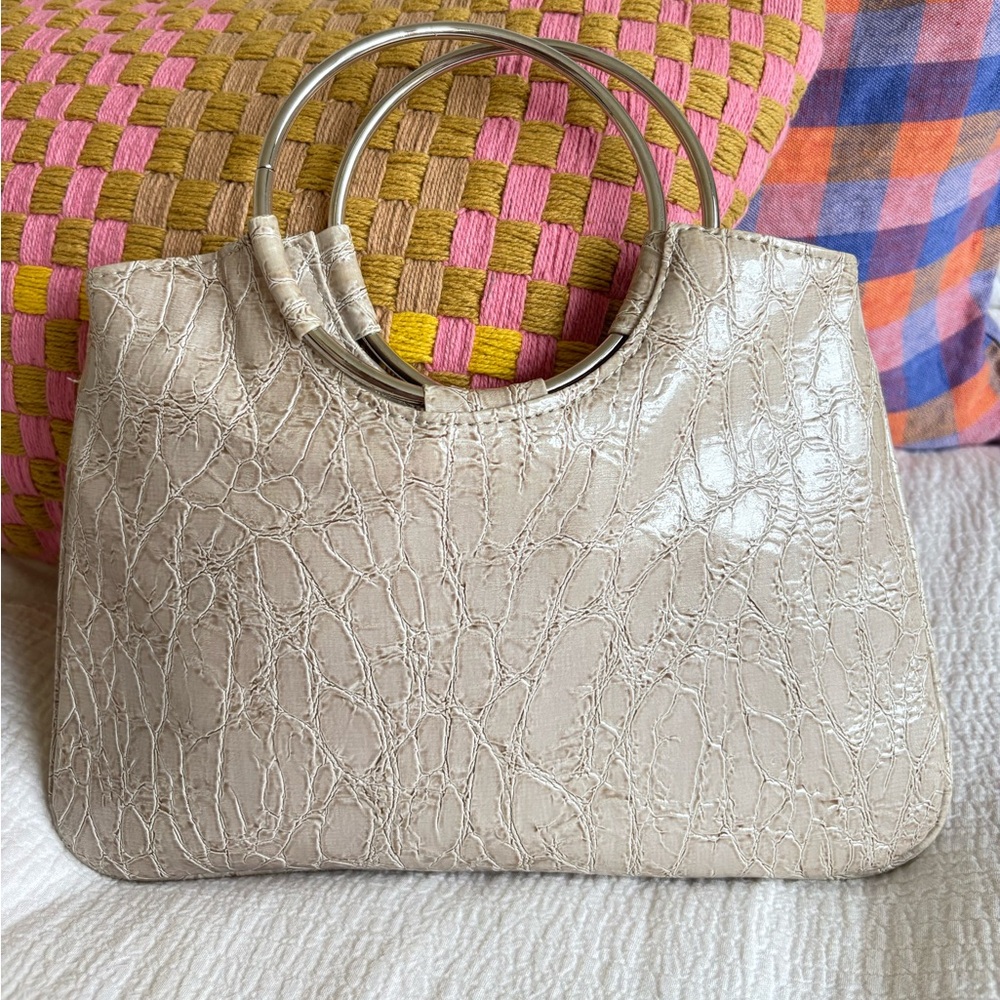 Y2K Giannini Vintage Elegant Cream Faux Croc Cluth